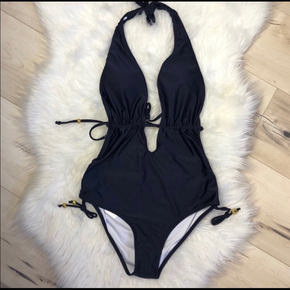 Cupshe Navy Halter One Piece Swimsuit NWT